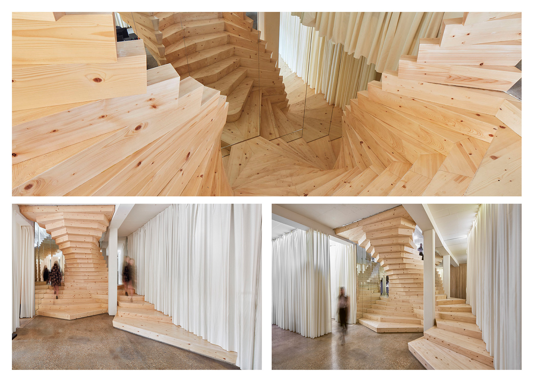 راه پله های چوبی همراه با آینه های پیچشی در استودیوی لندن /گزارش تصویری