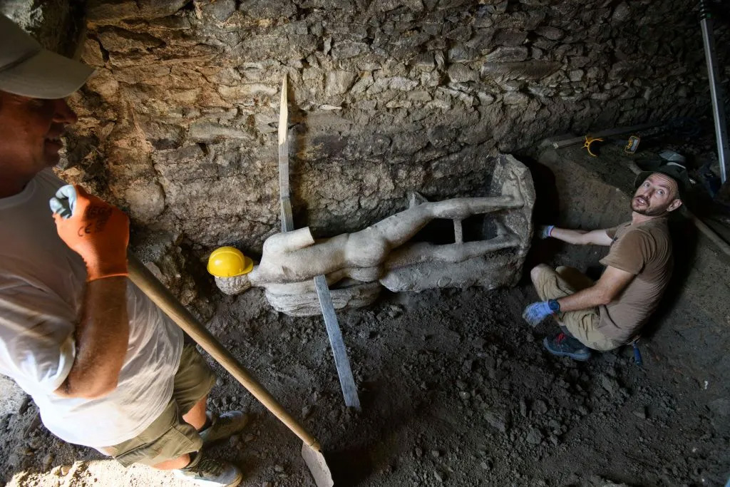 Marble Statue of Hermes Uncovered in Ancient Roman Sewer