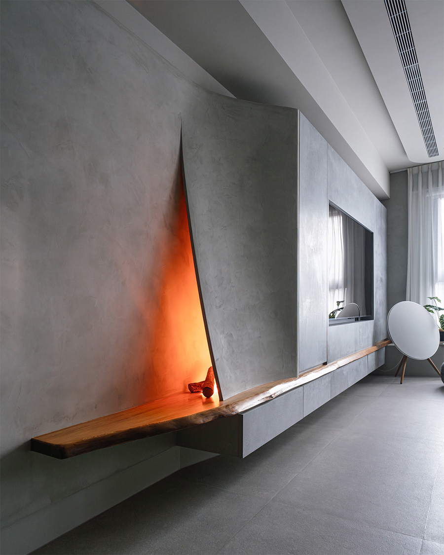 Minimalist and creative faux fireplace by Wei Feng design studio