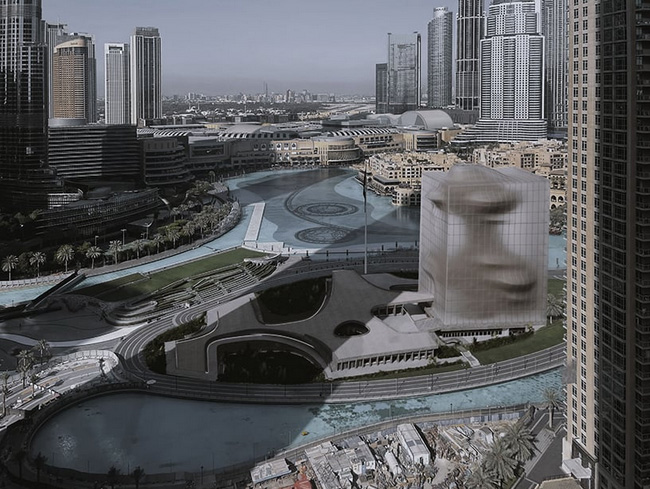 غشای نیمه شفاف بدنه موزه هنر دبی را می پوشاند