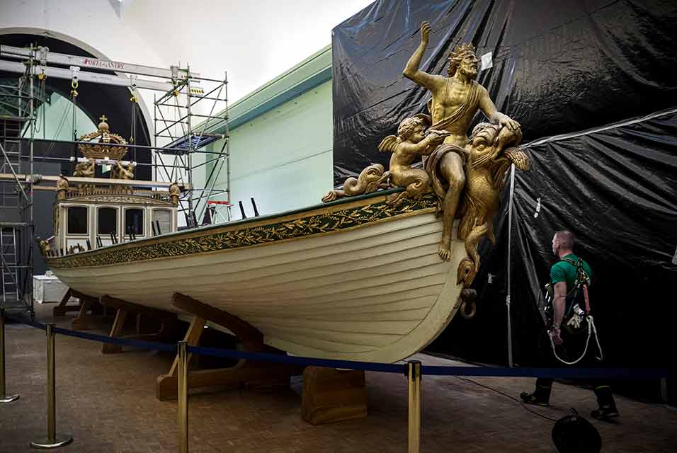 Barge built secretly for Napoleon Bonaparte in 1810 on the move again