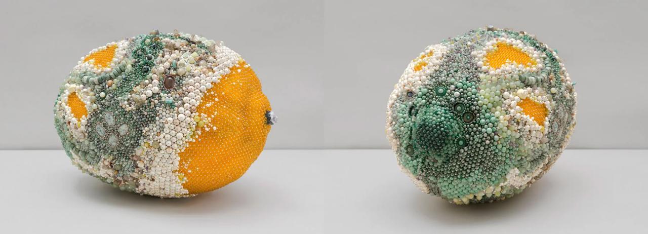 kathleen ryan creates moldy fruit sculptures from semi precious gemstones