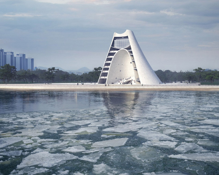this "sun tower" by OPEN architecture is meticulously sculpted by sunlight